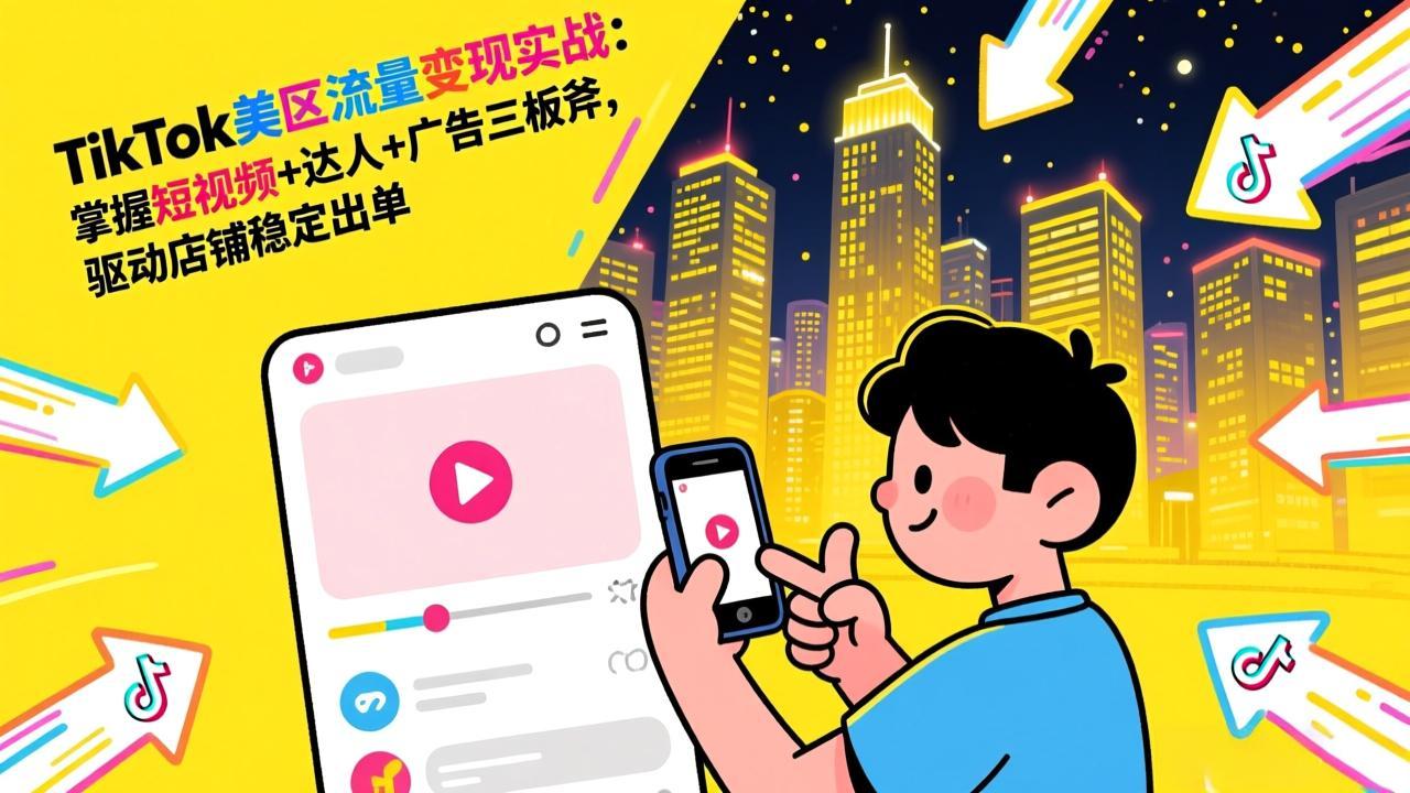 (17244期)TikTok美区流量变现实战:掌握短视频+达人+广告三板斧,驱动店铺稳定出单-网赚副业网