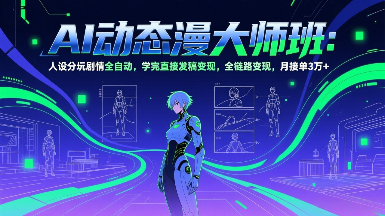 (17402期)AI动态漫剧大师班:人设分镜剧情全自动,学完直接发稿变现,全链路变现,月接单3万+-网赚副业网