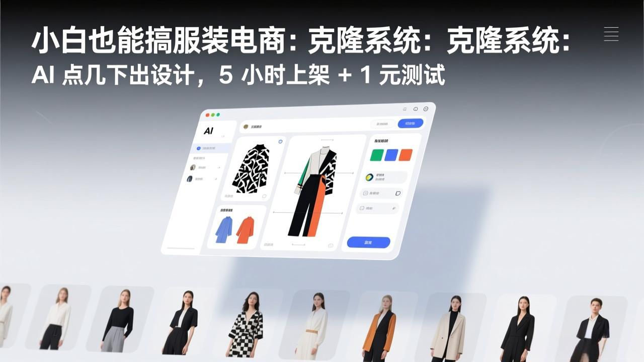(17411期)小白也能搞服装电商:克隆系统:AI 点几下出设计,5 小时上架 + 1 元测试-网赚副业网