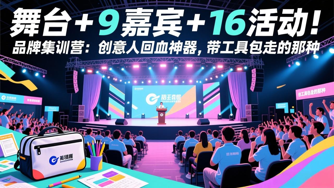 (17413期)舞台 + 9 嘉宾 + 16 活动!品牌集训营:创意人回血神器,带工具包走的那种-网赚副业网
