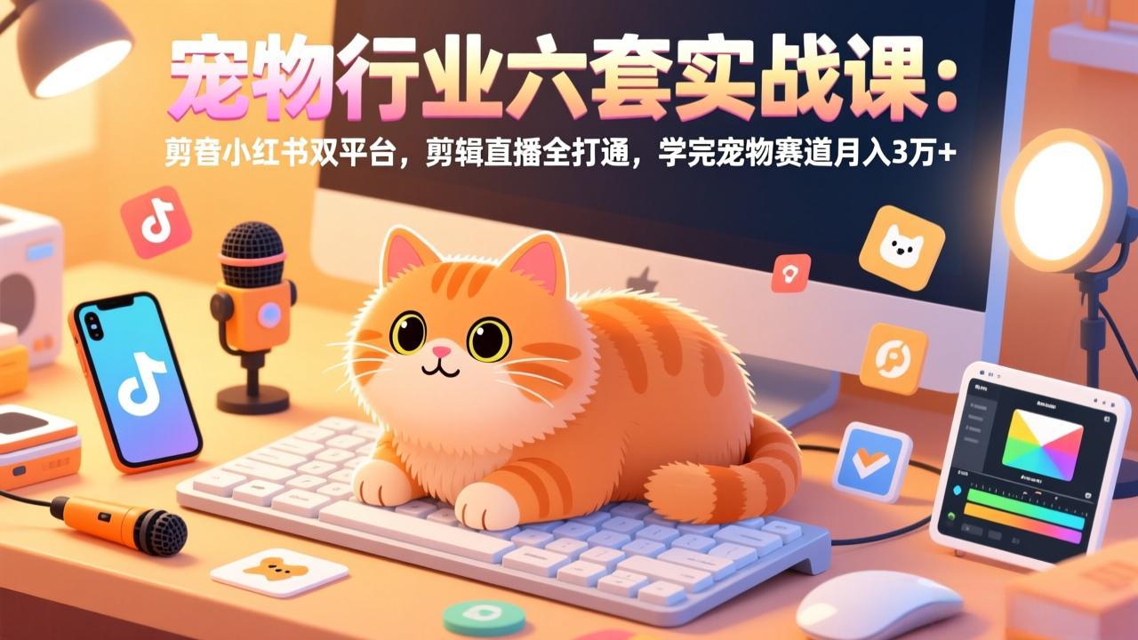 (17411期)宠物行业六套实战课:抖音小红书双平台,剪辑直播全打通,学完宠物赛道月入3万+-网赚副业网