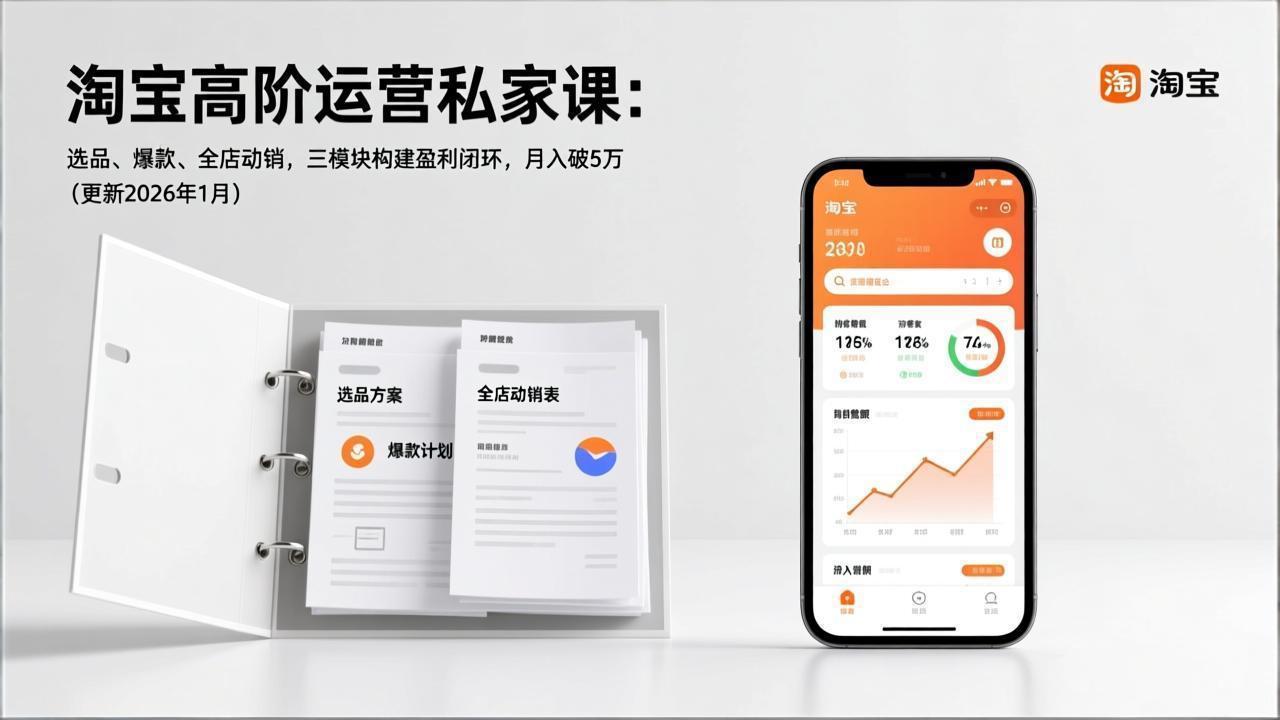 (17280期)淘宝高阶运营私家课:选品、爆款、全店动销,三模块构建盈利闭环,月入破5万(更新26年1月)-网赚副业网