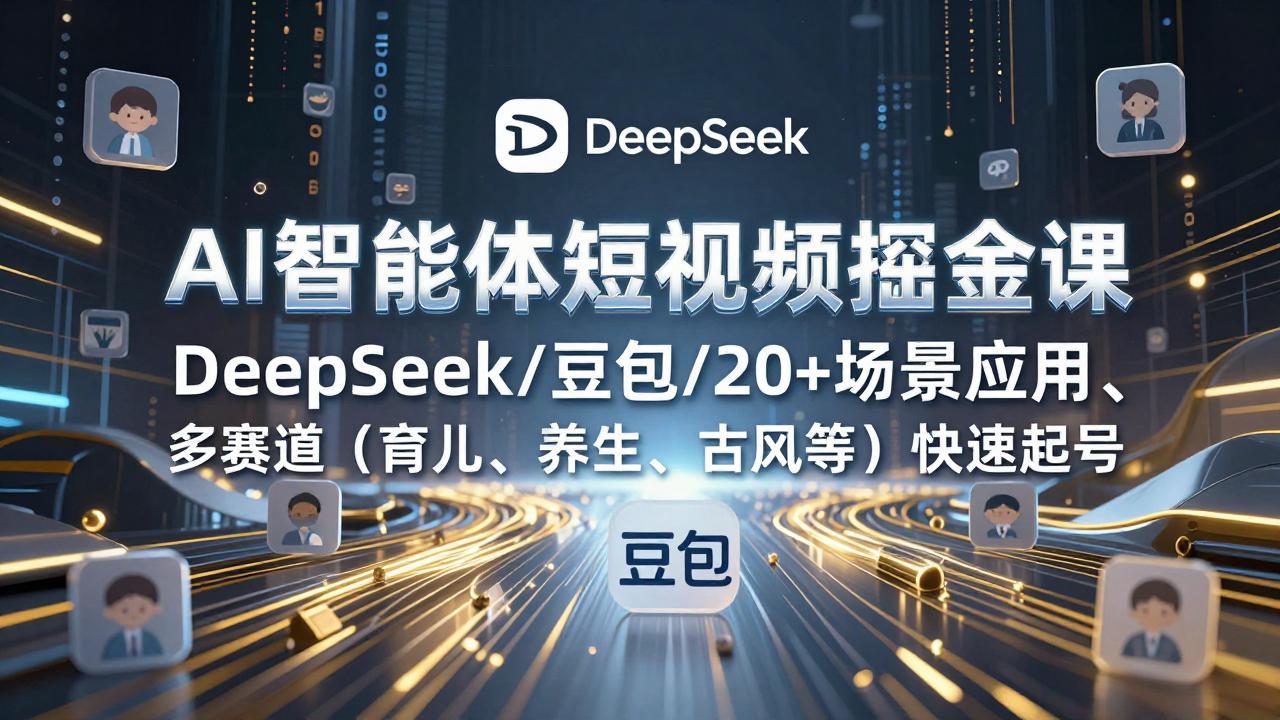(17365期)AI智能体短视频掘金课,DeepSeek/豆包/20+场景应用、多赛道(育儿、养生、古风等)快速起号-网赚副业网