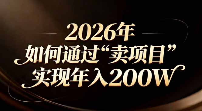 (17309期)站在2026年的十字路口:一个普通人如何通过卖项目实现年入200万-网赚副业网
