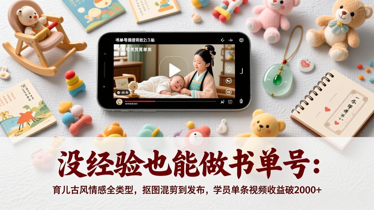 (17389期)没经验也能做书单号:育儿古风情感全类型,抠图混剪到发布,学员单条视频收益破2000+-网赚副业网