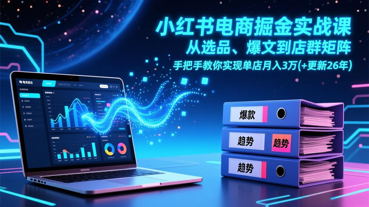 (17290期)小红书电商掘金实战课,从选品、爆文到店群矩阵,手把手教你实现单店月入3万+(更新26年)-网赚副业网