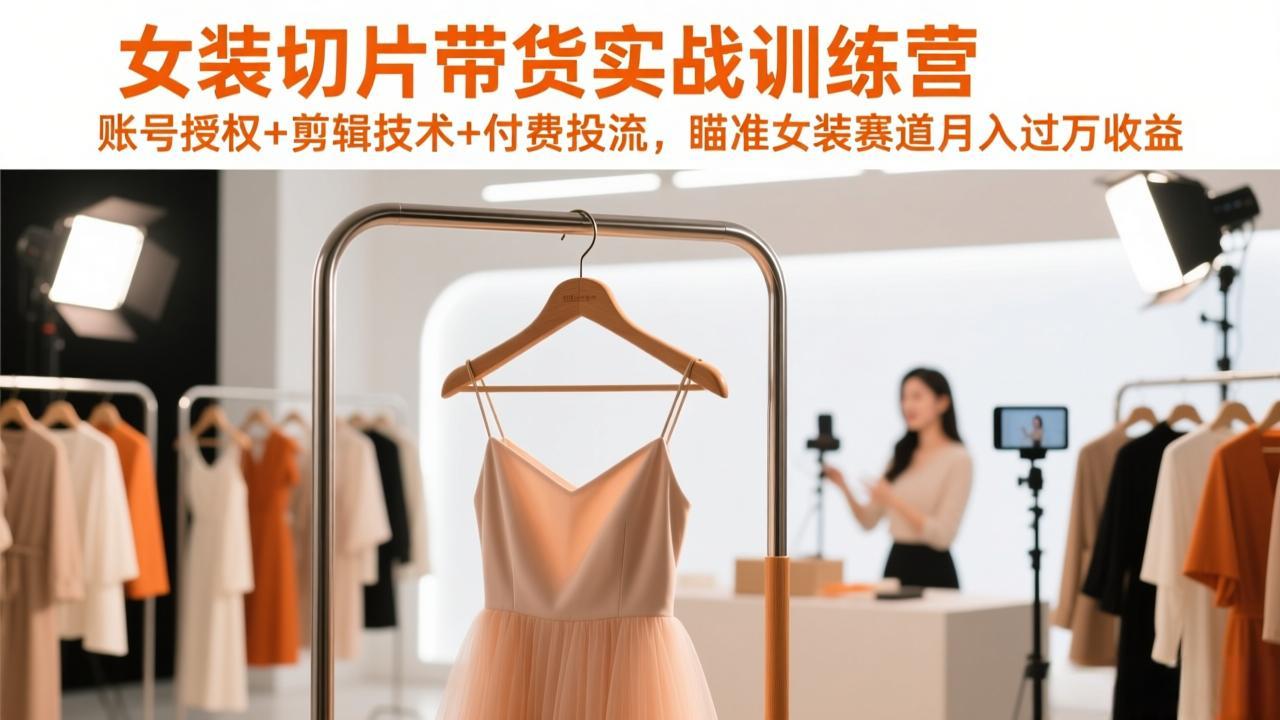 (17357期)女装切片带货实战训练营,账号授权+剪辑技术+付费投流,瞄准女装赛道月入过万收益-网赚副业网