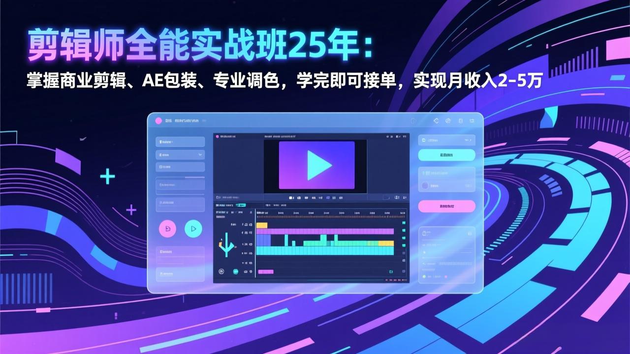 (17294期)剪辑师全能实战班25年:掌握商业剪辑、AE包装、专业调色,学完即可接单,实现月收入2-5万-网赚副业网