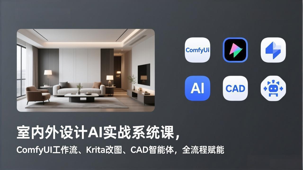 (17371期)室内外设计AI实战系统课,ComfyUI工作流、Krita改图、CAD智能体,全流程赋能-网赚副业网