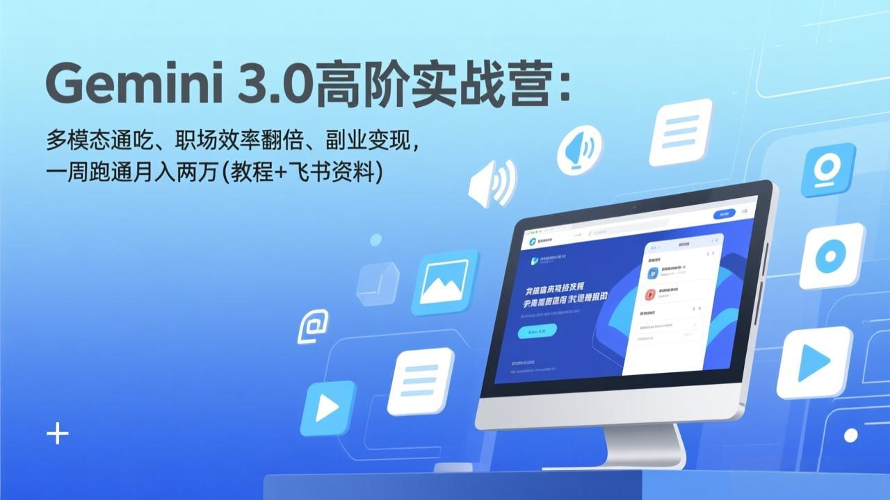 (17386期)Gemini 3.0高阶实战营:多模态通吃、职场效率翻倍、副业变现,一周跑通月入两万(教程+飞书资料)-网赚副业网
