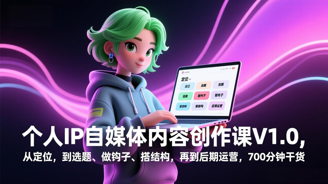 (17331期)个人IP自媒体内容创作课V1.0,从定位,到选题、做钩子、搭结构,再到后期运营,700分钟干货-网赚副业网