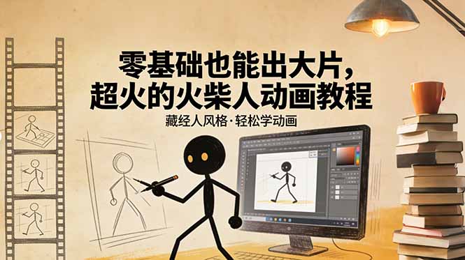 (17464期)零基础也能出大片,超火的火柴人动画教程(藏经人风格)-网赚副业网