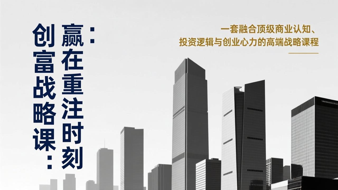 (17337期)《创富战略课:赢在重注时刻》一套融合顶级商业认知、投资逻辑与创业心力的高端战略课程-网赚副业网