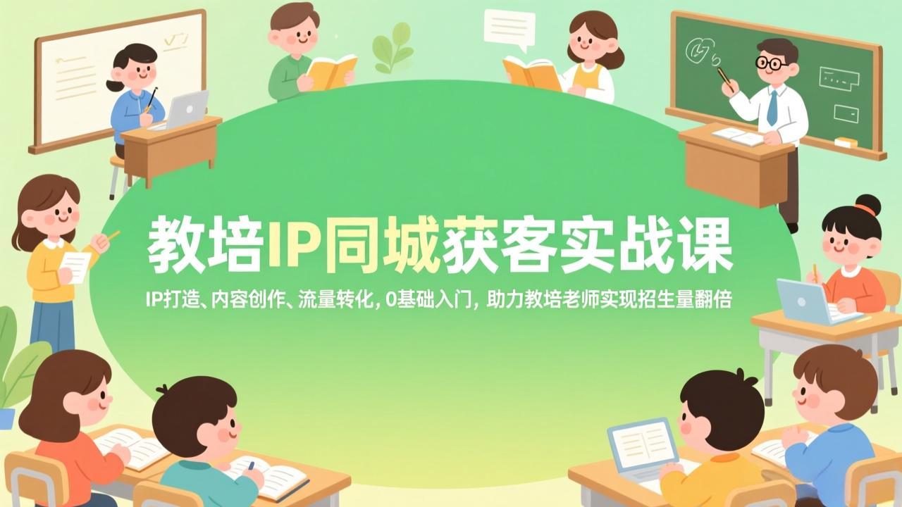 (17341期)教培IP同城获客实战课,IP打造、内容创作、流量转化,0基础入门,助力教培老师实现招生量翻倍-网赚副业网