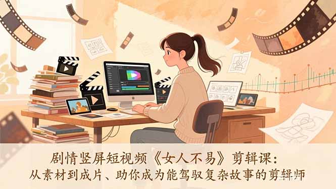 (17305期)剧情竖屏短视频《女人不易》剪辑课:从素材到成片、助你成为能驾驭复杂故事的剪辑师-网赚副业网