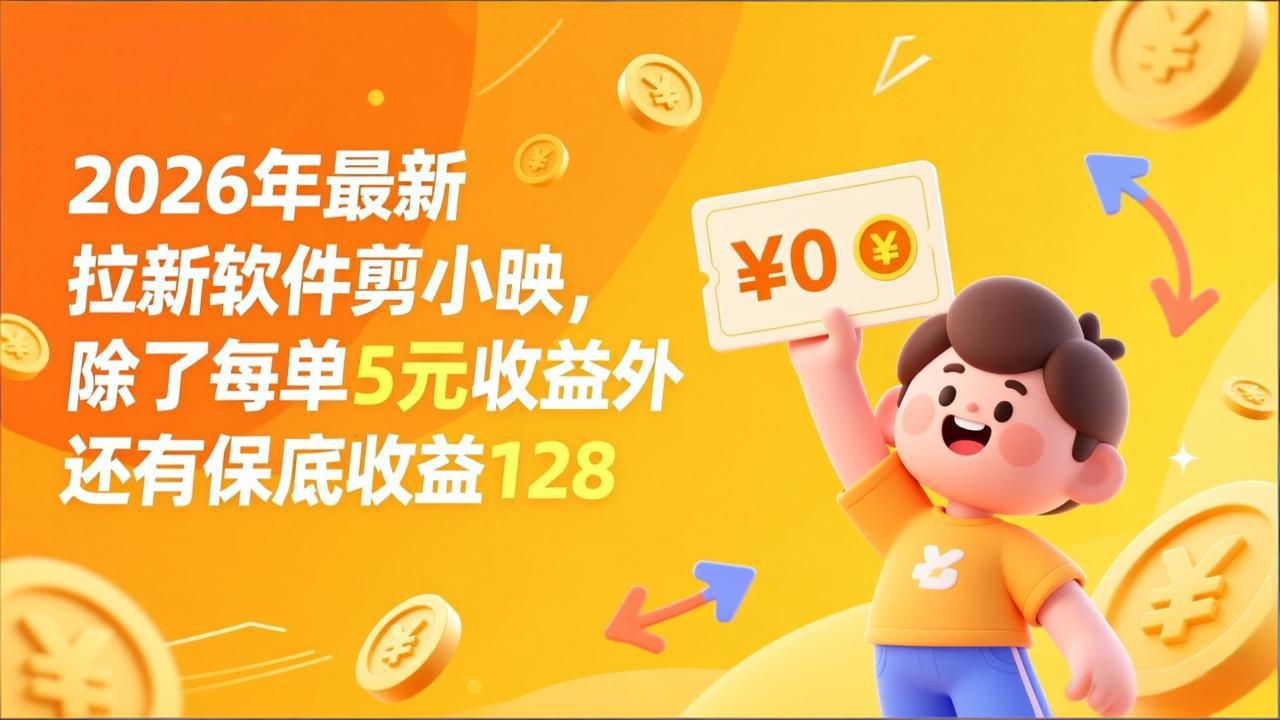 (17306期)最新拉新软件剪小映,除了每单5元收益外还有保底收益128-网赚副业网