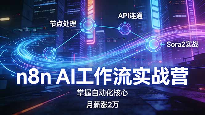 (17458期)n8n AI工作流实战营,节点处理+API连通+Sora2实战,掌握自动化核心月薪涨2万-网赚副业网
