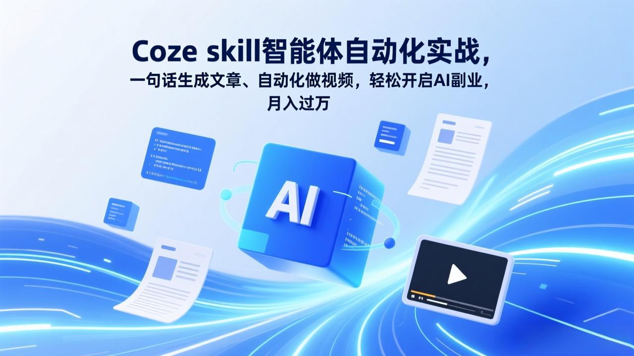 (17399期)Coze skill智能体自动化实战,一句话生成文章、自动化做视频,轻松开启AI副业,月入过万-网赚副业网
