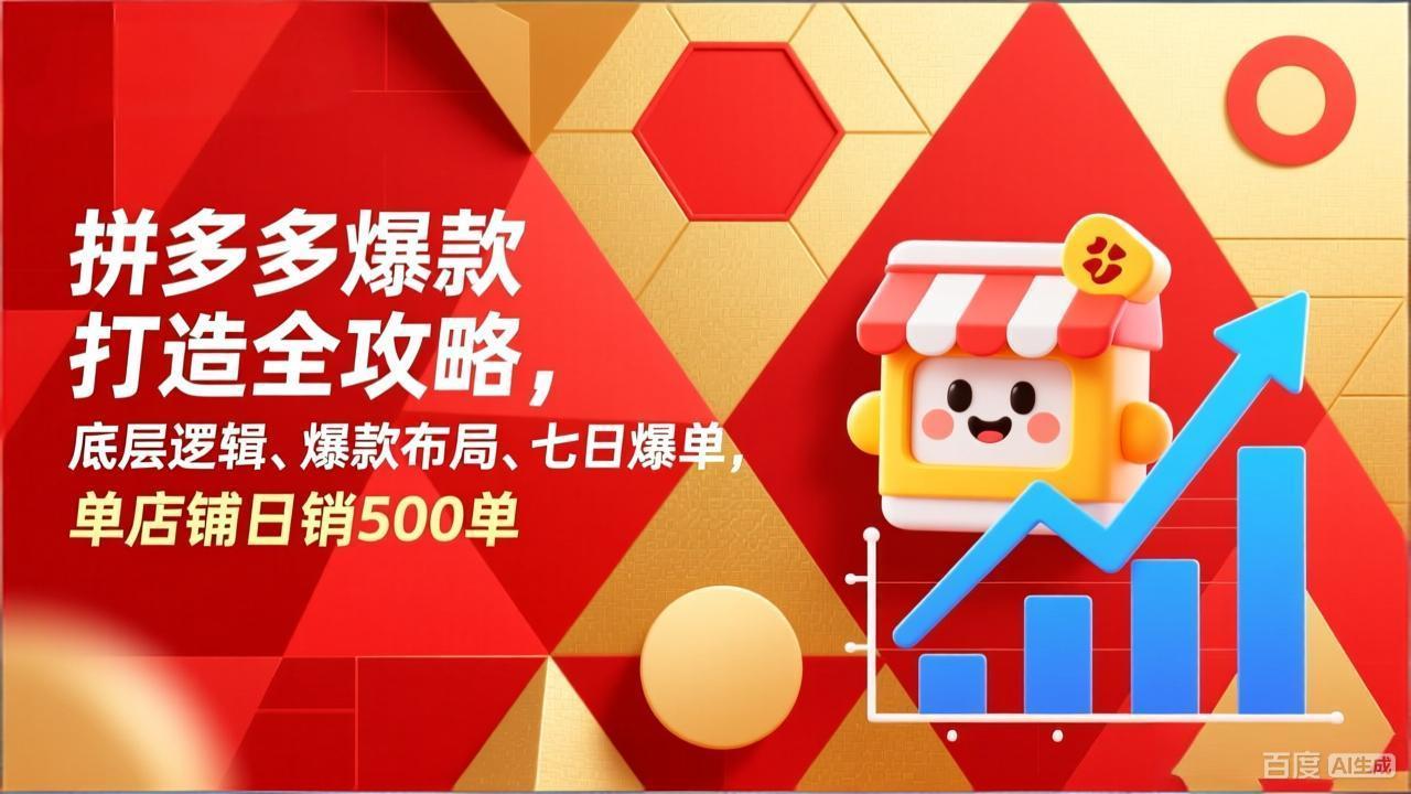 （17346期）拼多多爆款打造全攻略，底层逻辑、爆款布局、七日爆单，单店铺日销500单-网赚副业网