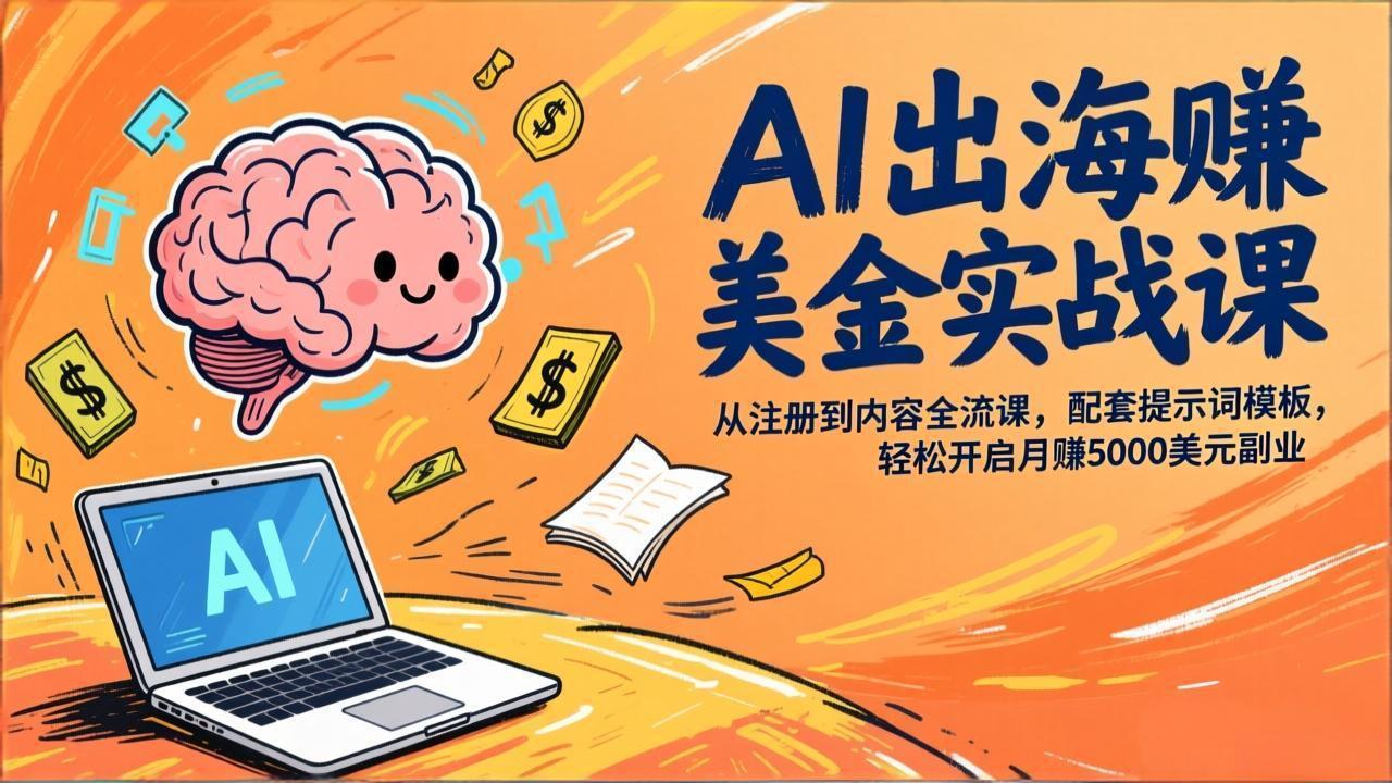 (17298期)AI出海赚美金实战课,从注册到内容全流程,配套提示词模板,轻松开启月赚5000美元副业-网赚副业网