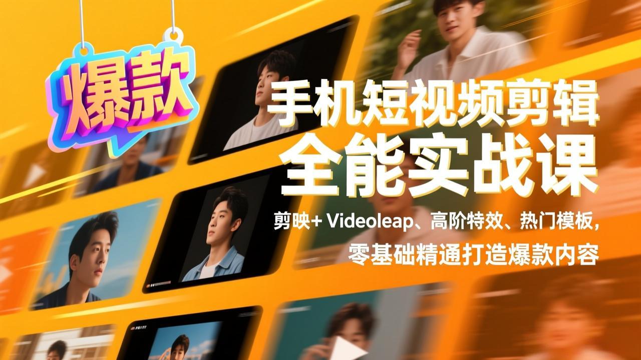 (17347期)手机短视频剪辑全能实战课,剪映+Videoleap、高阶特效、热门模板,零基础精通打造爆款内容-网赚副业网