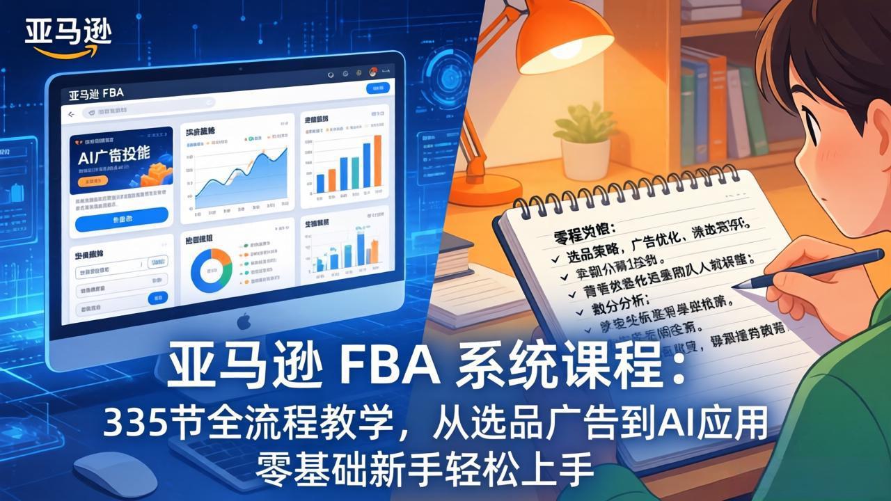 (17744期)亚马逊 FBA 系统课程(更新26年3月)335节全流程教学,从选品广告到AI应用,零基础新手轻松上手-网赚副业网