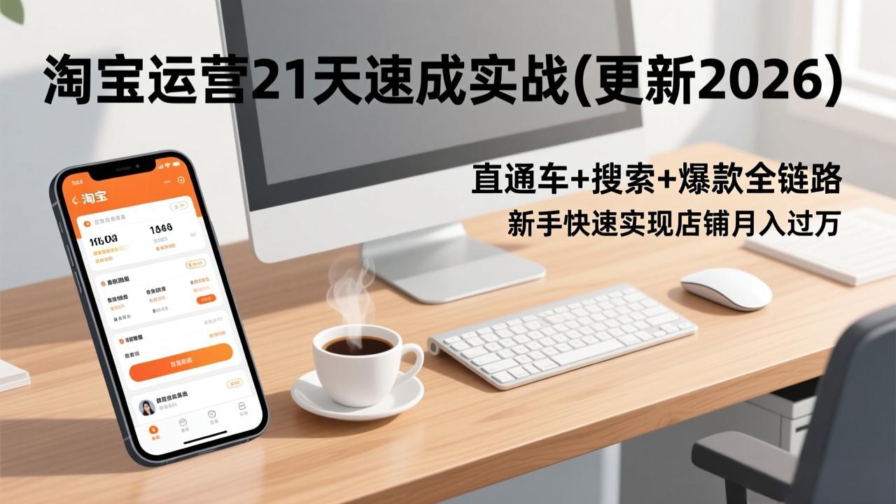 (17806期)淘宝运营21天速成实战(更新3月),直通车+搜索+爆款全链路,新手快速实现店铺月入过万-网赚副业网