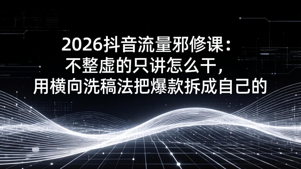 (17725期)2026抖音流量邪修课:不整虚的只讲怎么干,用横向洗稿法把爆款拆成自己的-网赚副业网