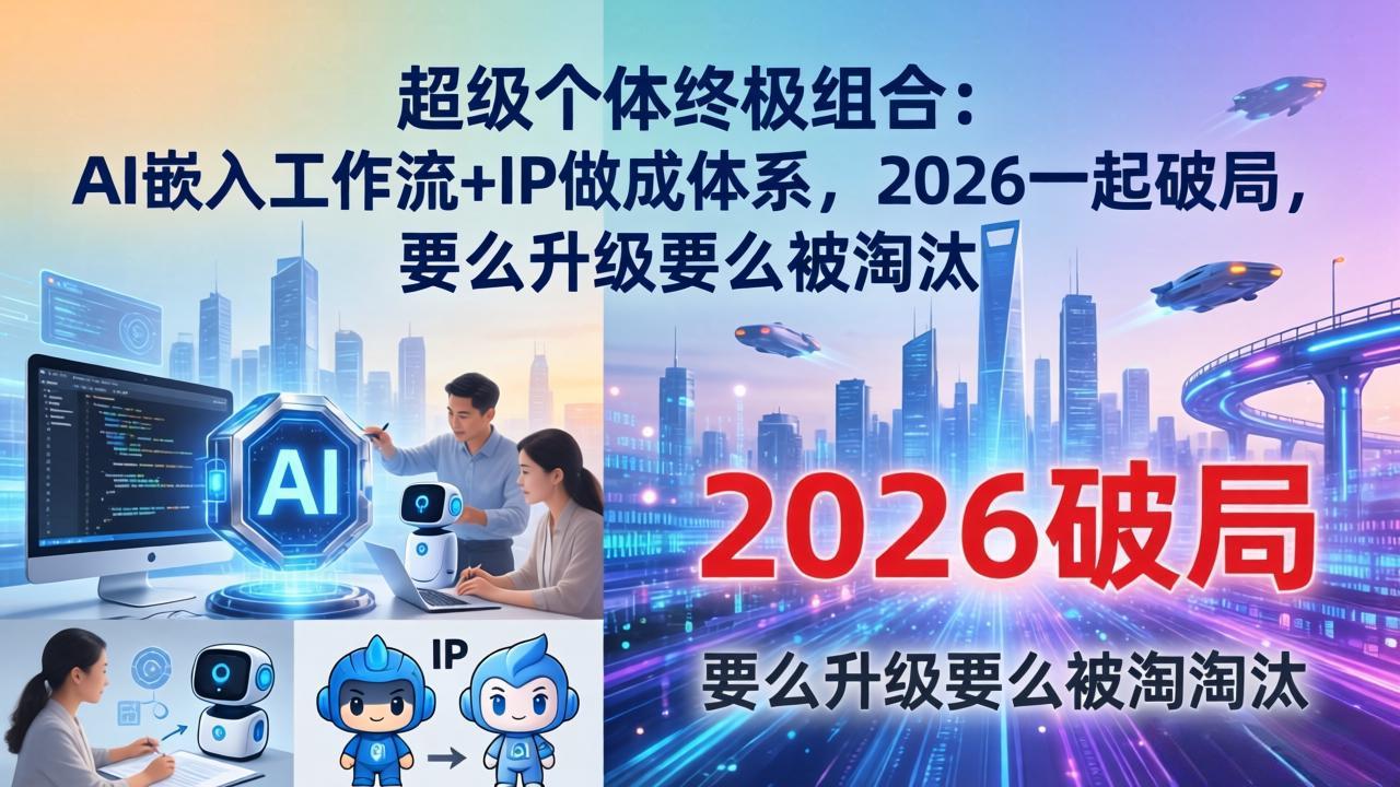 (17789期)超级个体终极组合:AI嵌入工作流+IP做成体系,2026一起破局,要么升级要么被淘汰-网赚副业网