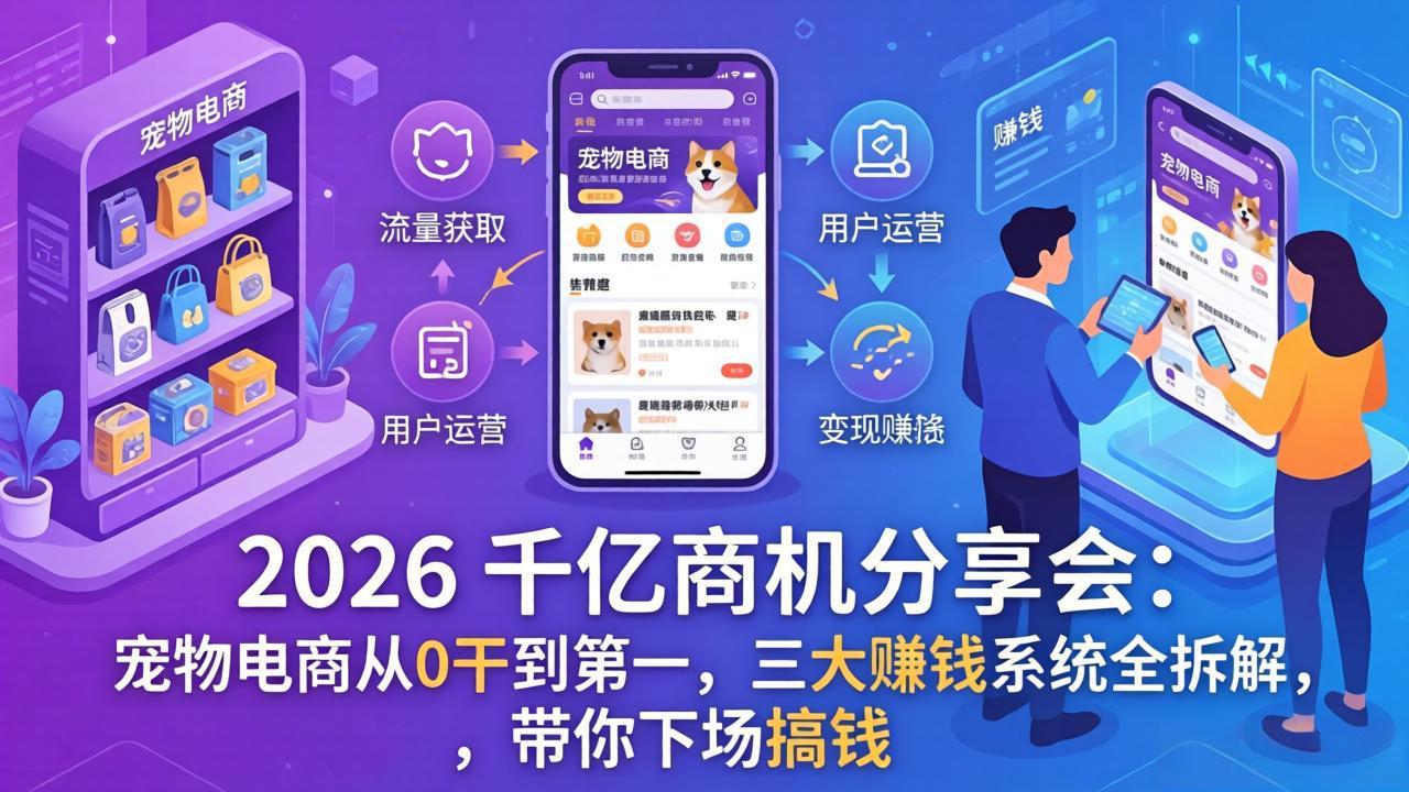 (17726期)2026 千亿商机分享会:宠物电商从0干到第一,三大赚钱系统全拆解,带你下场搞钱-网赚副业网