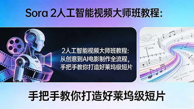 (17688期)Sora 2人工智能视频大师班教程:从创意到AI电影制作全流程,手把手教你打造好莱坞级短片-网赚副业网