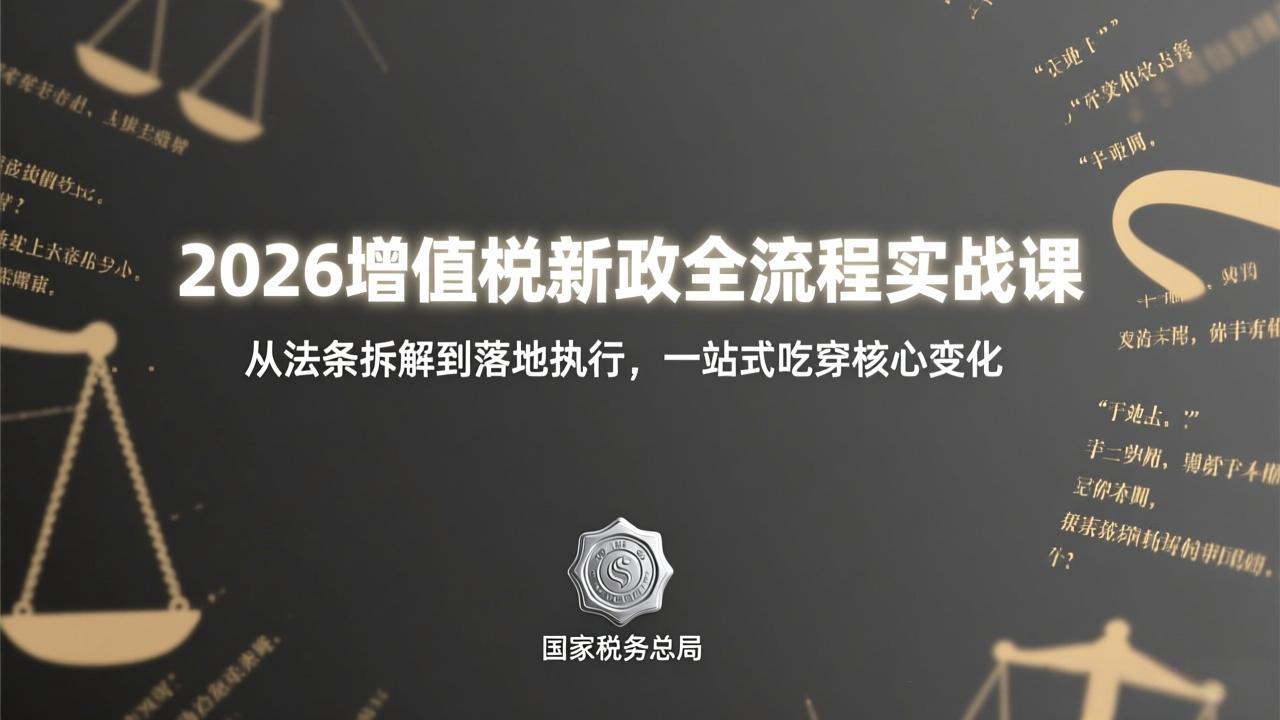 (17529期)2026增值税新政全流程实战课:从法条拆解到落地执行,一站式吃透核心变化-网赚副业网