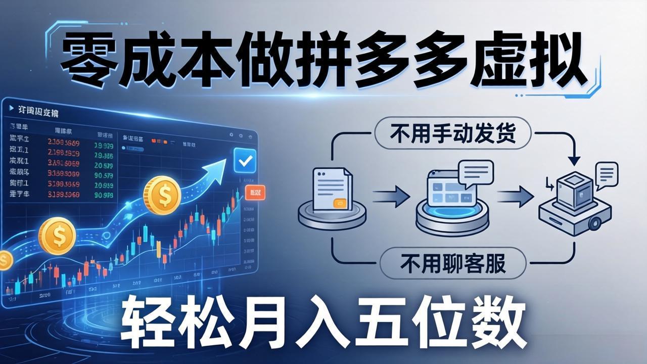 (17600期)零成本做拼多多虚拟,不用手动发货,不用聊客服,轻松月入五位数!-网赚副业网