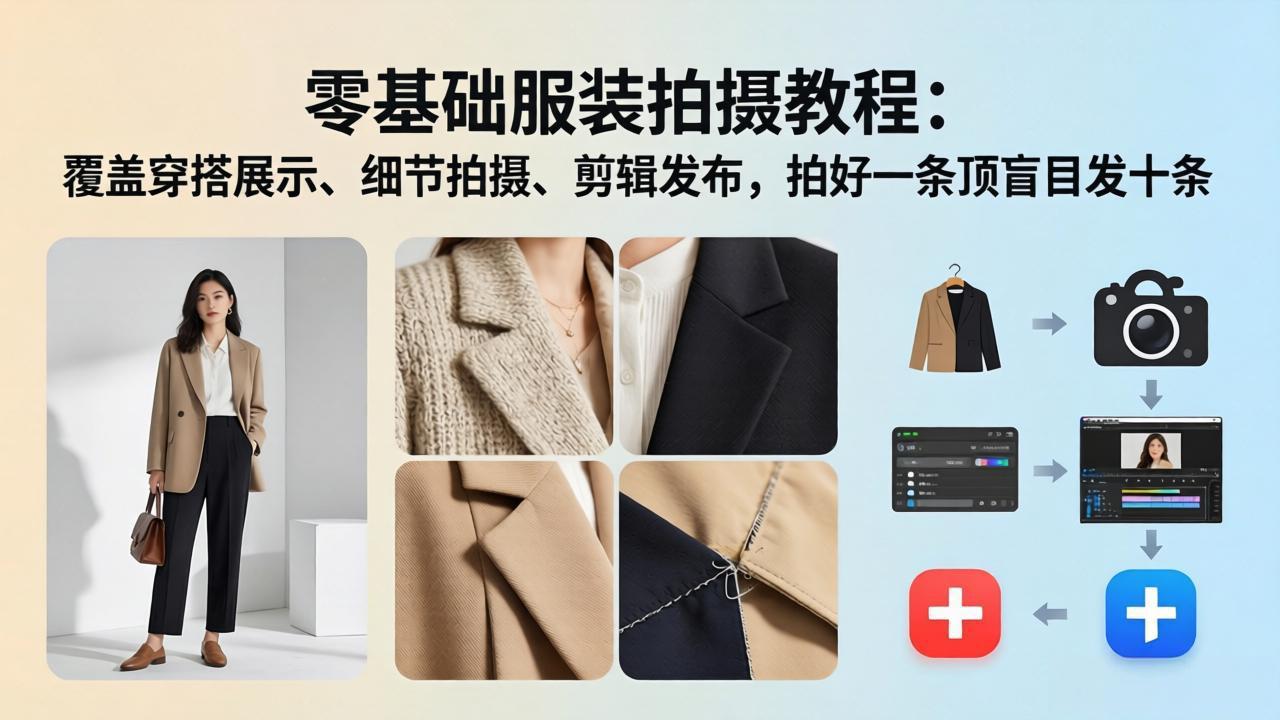 (17829期)零基础服装拍摄教程:覆盖穿搭展示、细节拍摄、剪辑发布,拍好一条顶盲目发十条-网赚副业网