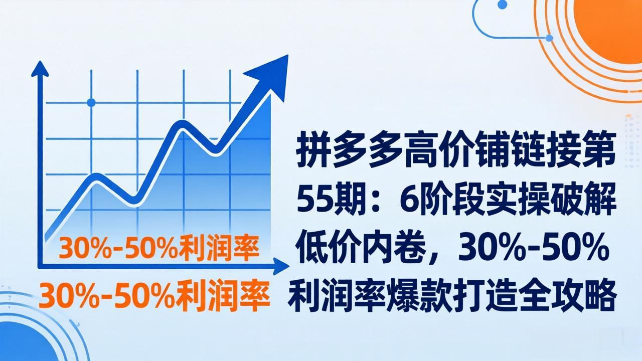 (17698期)拼多多高价铺链接第55期:6阶段实操破解低价内卷,30%-50%利润率爆款打造全攻略-网赚副业网