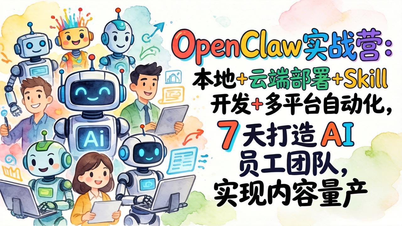 (17673期)OpenClaw实战营-更新:本地+云端部署+Skill开发+多平台自动化,7天打造AI员工团队+实现内容量产-网赚副业网