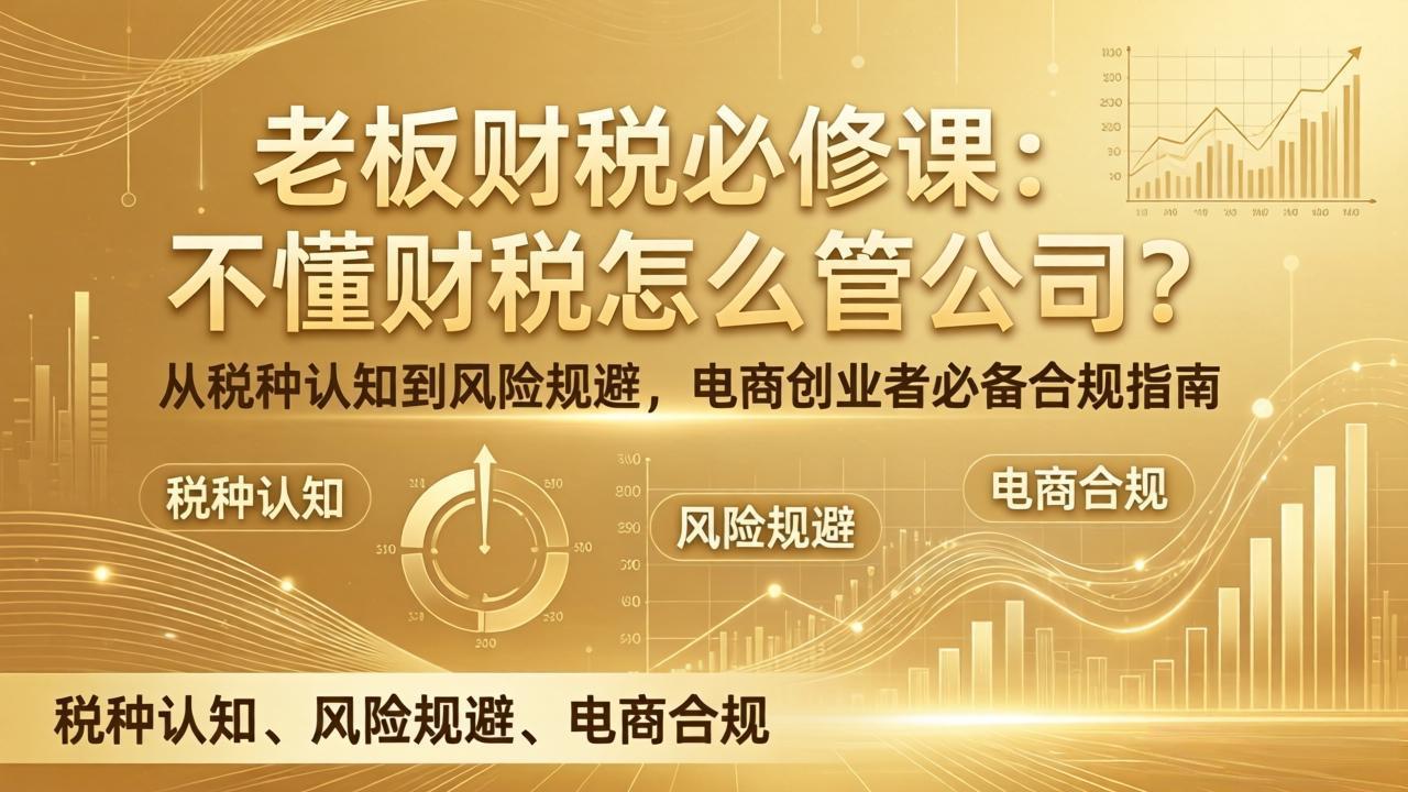 (17599期)老板财税必修课:不懂财税怎么管公司?从税种认知到风险规避,电商创业者必备合规指南-网赚副业网