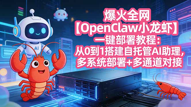 (17612期)爆火全网【OpenClaw 小龙虾】一键部署教程:从0到1搭建自托管AI助理,多系统部署+多通道对接-网赚副业网