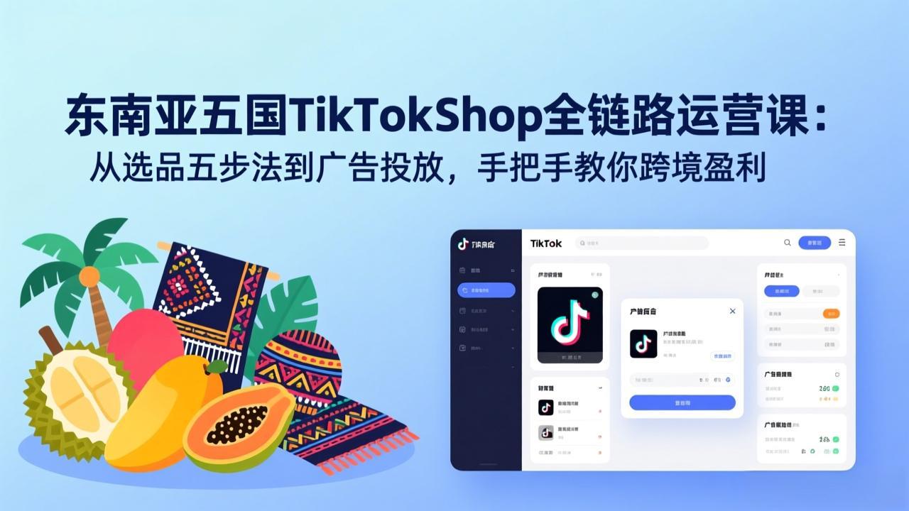 (17511期)东南亚五国TikTok Shop全链路运营课:从选品五步法到广告投放,手把手教你跨境盈利-网赚副业网