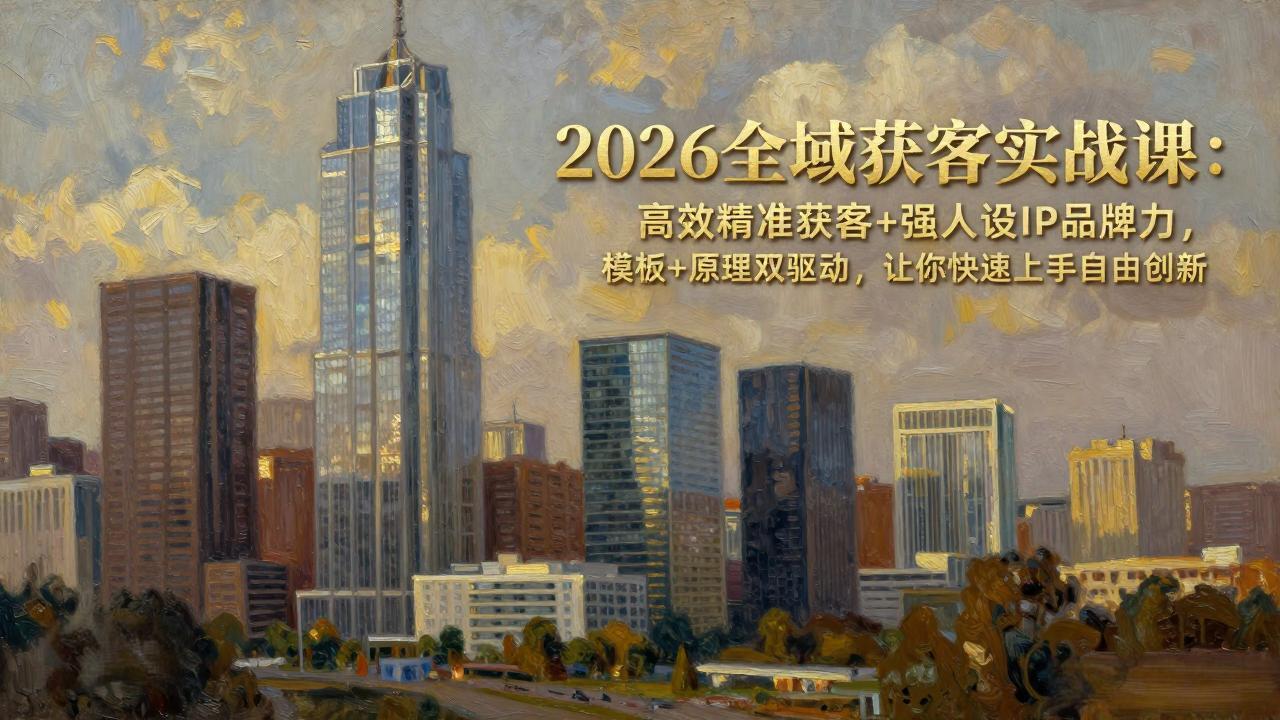 (17613期)2026全域获客实战课:高效精准获客+强人设IP品牌力,模板+原理双驱动,让你快速上手自由创新-网赚副业网