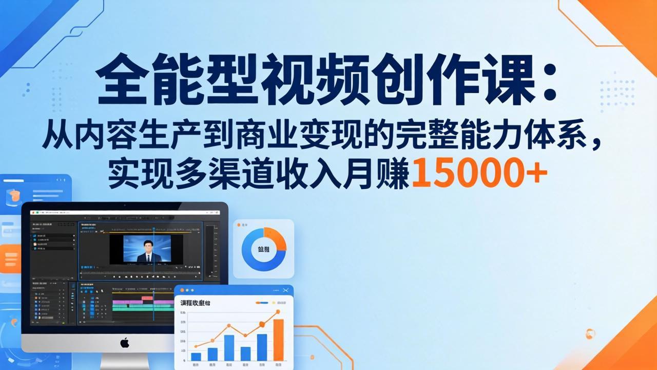 (17718期)全能型视频创作课-26年3月更新:从内容生产到商业变现的完整能力体系,多渠道收入月赚15000+-网赚副业网
