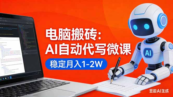(17582期)电脑搬砖:AI自动代写微课,稳定月入1-2W,提供接单渠道,0门槛小白可做!-网赚副业网