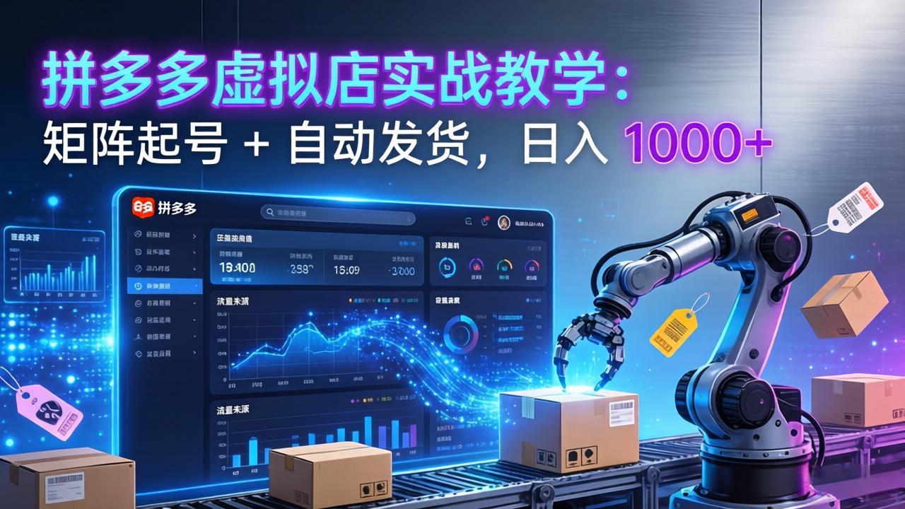 (17628期)拼多多虚拟店实战教学:矩阵起号 + 自动发货,日入 1000+-网赚副业网