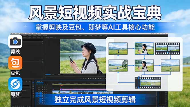 (17704期)风景短视频实战宝典:掌握剪映及豆包、即梦等AI工具的核心功能,独立完成风景短视频剪辑-网赚副业网