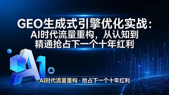 (17708期)GEO 生成式引擎优化实战:AI时代流量重构,从认知到精通抢占下一个十年红利插图 (17708期)GEO 生成式引擎优化实战:AI时代流量重构,从认知到精通抢占下一个十年红利插图