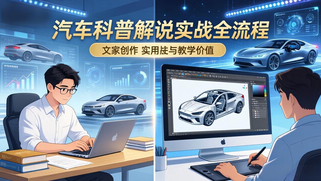 (17665期)抖音汽车科普解说实战:文案+动画+画面处理+去水印全流程,打造专业汽车科普视频-网赚副业网