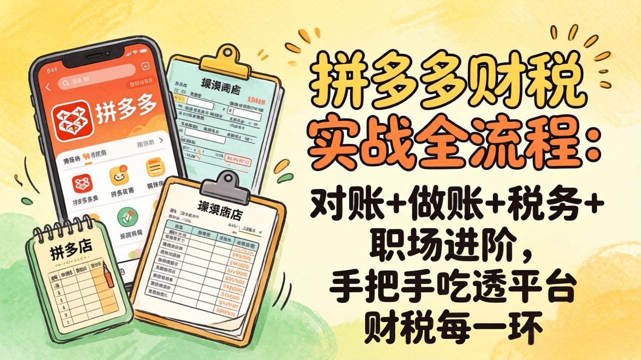 (17678期)拼多多财税实操全流程:对账+做账+税务+职场进阶,手把手吃透平台财税每一环-网赚副业网
