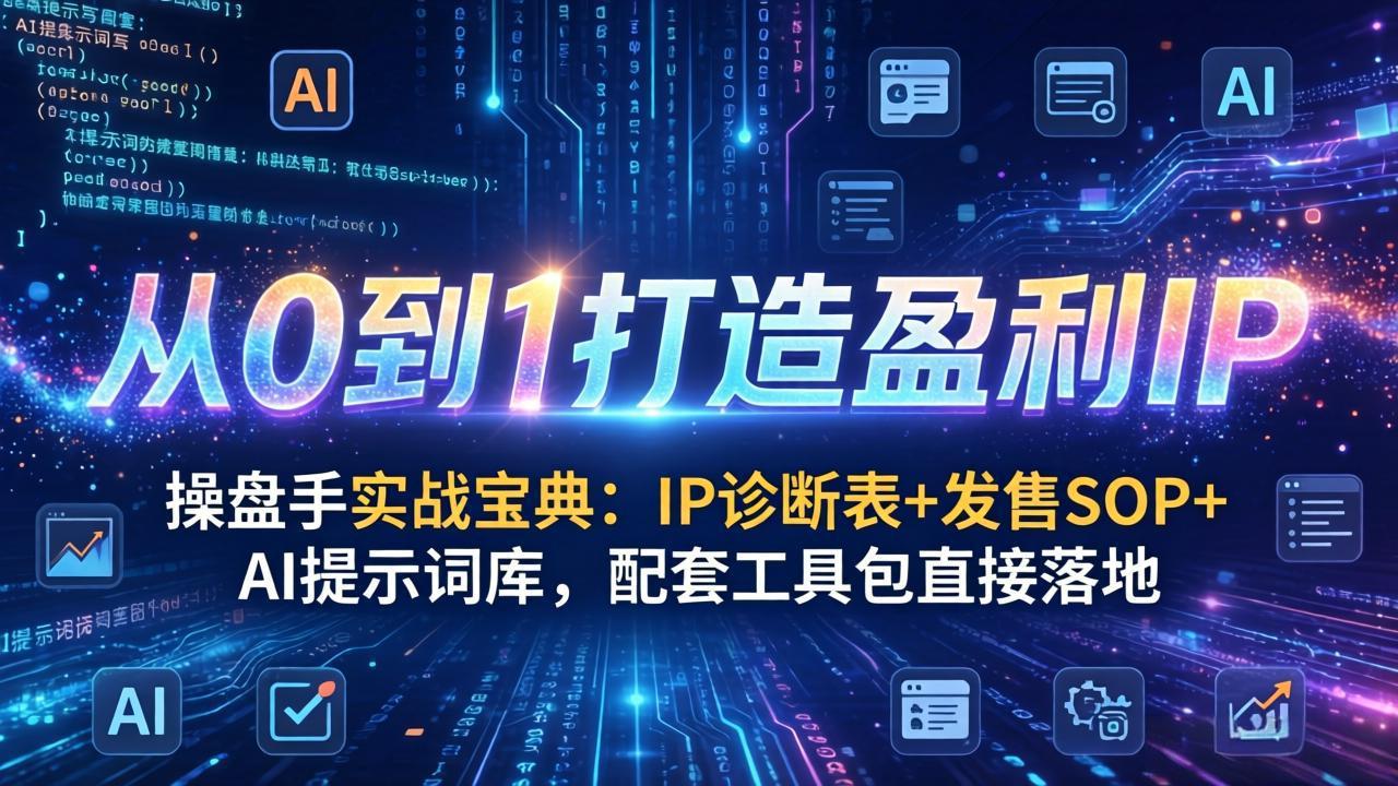 (17593期)操盘手实战宝典:IP诊断表+发售SOP+AI提示词库,配套工具包直接落地,从0到1打造盈利IP-网赚副业网