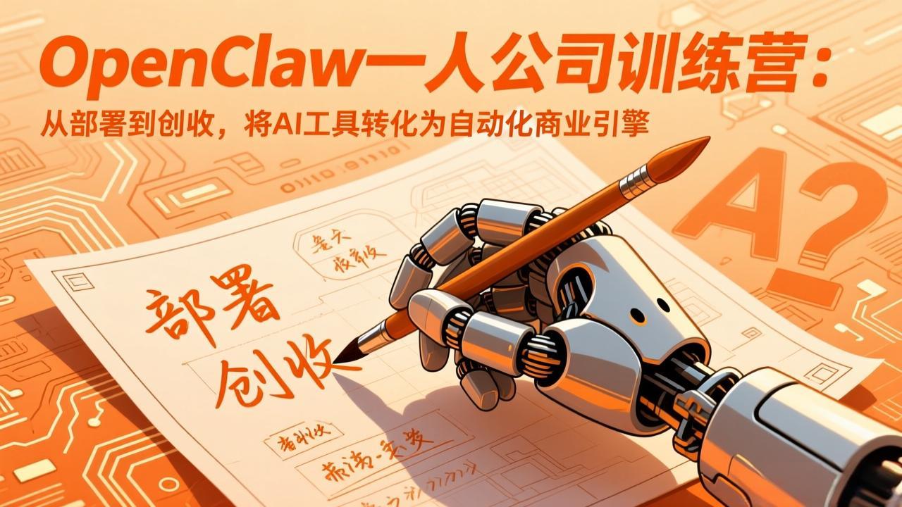 (17540期)OpenClaw一人公司训练营:从部署到创收,将AI工具转化为自动化商业引擎-网赚副业网