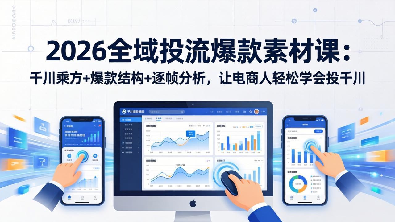 (17705期)2026全域投流爆款素材课:千川乘方+爆款结构+逐帧分析,让电商人轻松学会投千川-网赚副业网